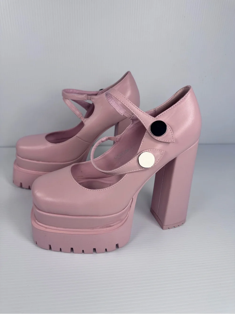 Azalea Wang Violina Pink Platform Heels | Chunky Block Heel Mary Jane Sz 8-11